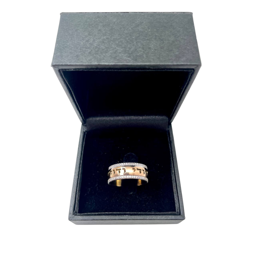 14k Yellow Gold Diamond Bordered Ani Ledodi Wedding Band