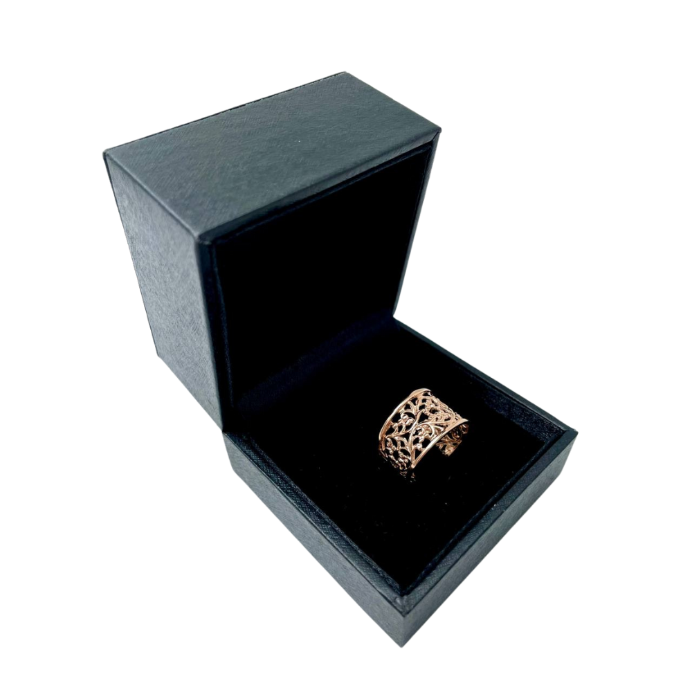 14k Rose Gold Wide Filigree Ring