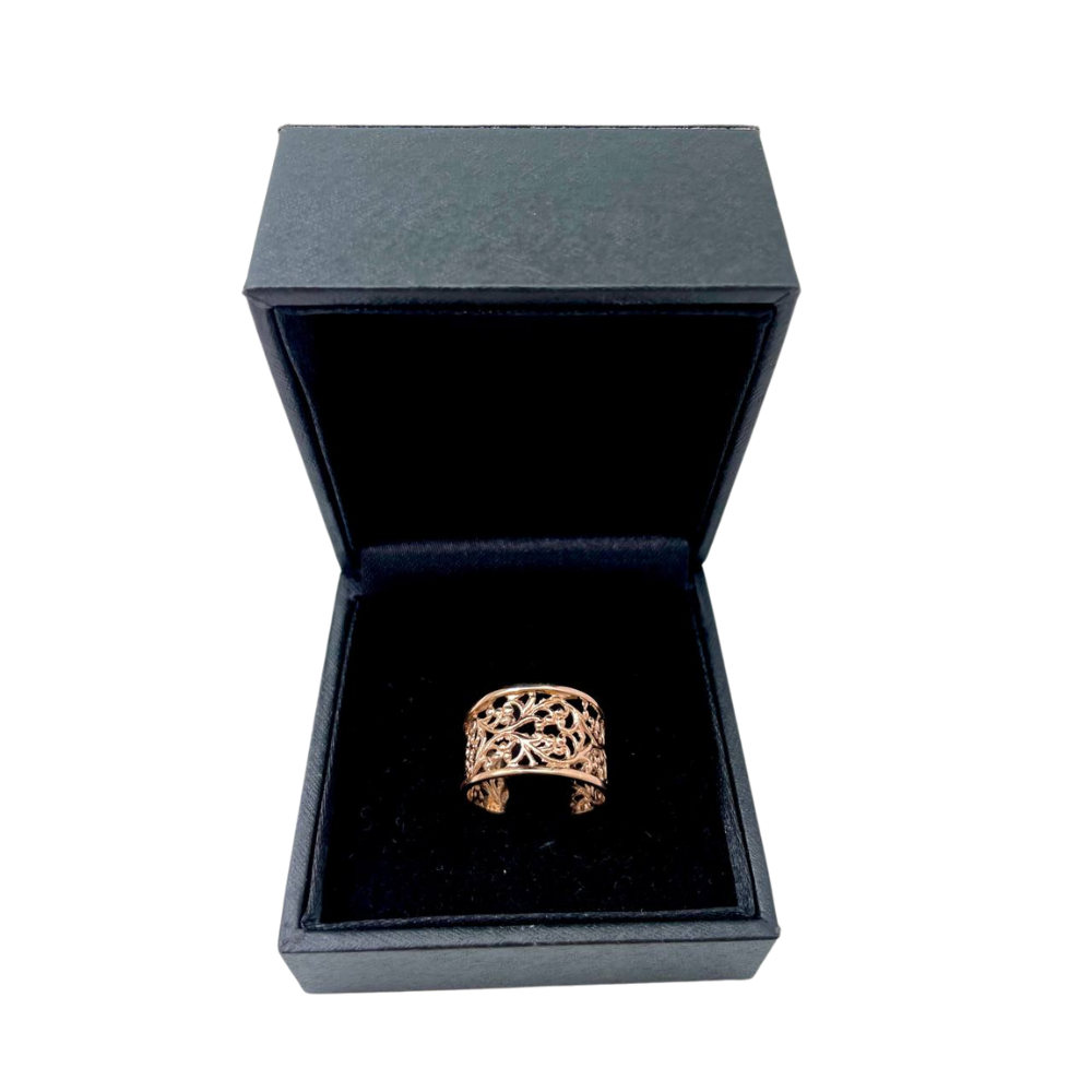 14k Rose Gold Wide Filigree Ring