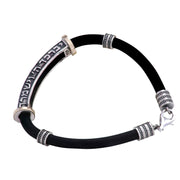 Priestly Blessing Men's Leather Bracelet with Silver and 14K Gold