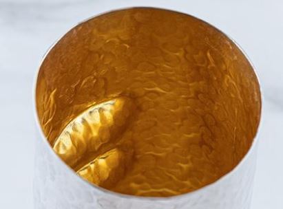 Tall Cylindrical Hammered Copper Washing Cup