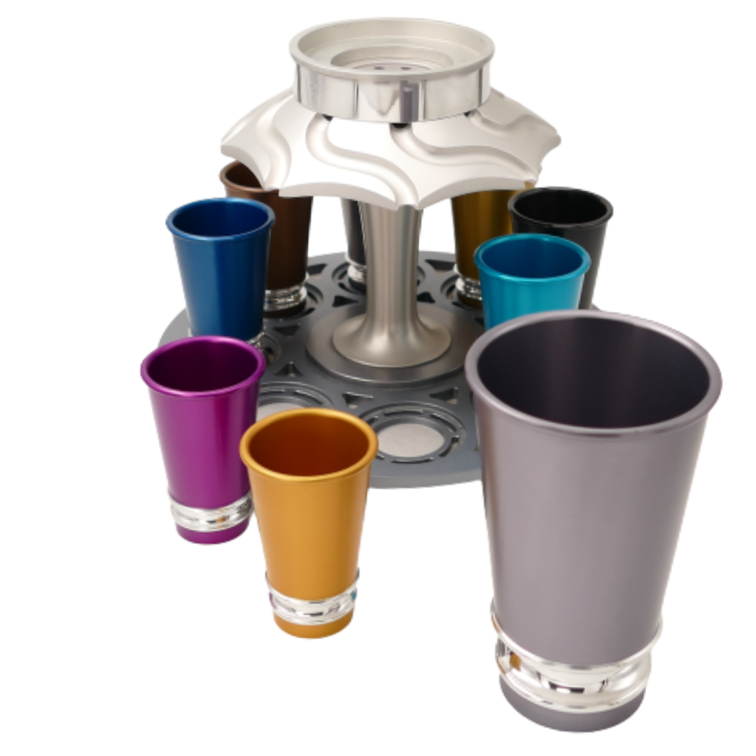 Multi-Color Wine Fountain with 8 Kiddush Cups