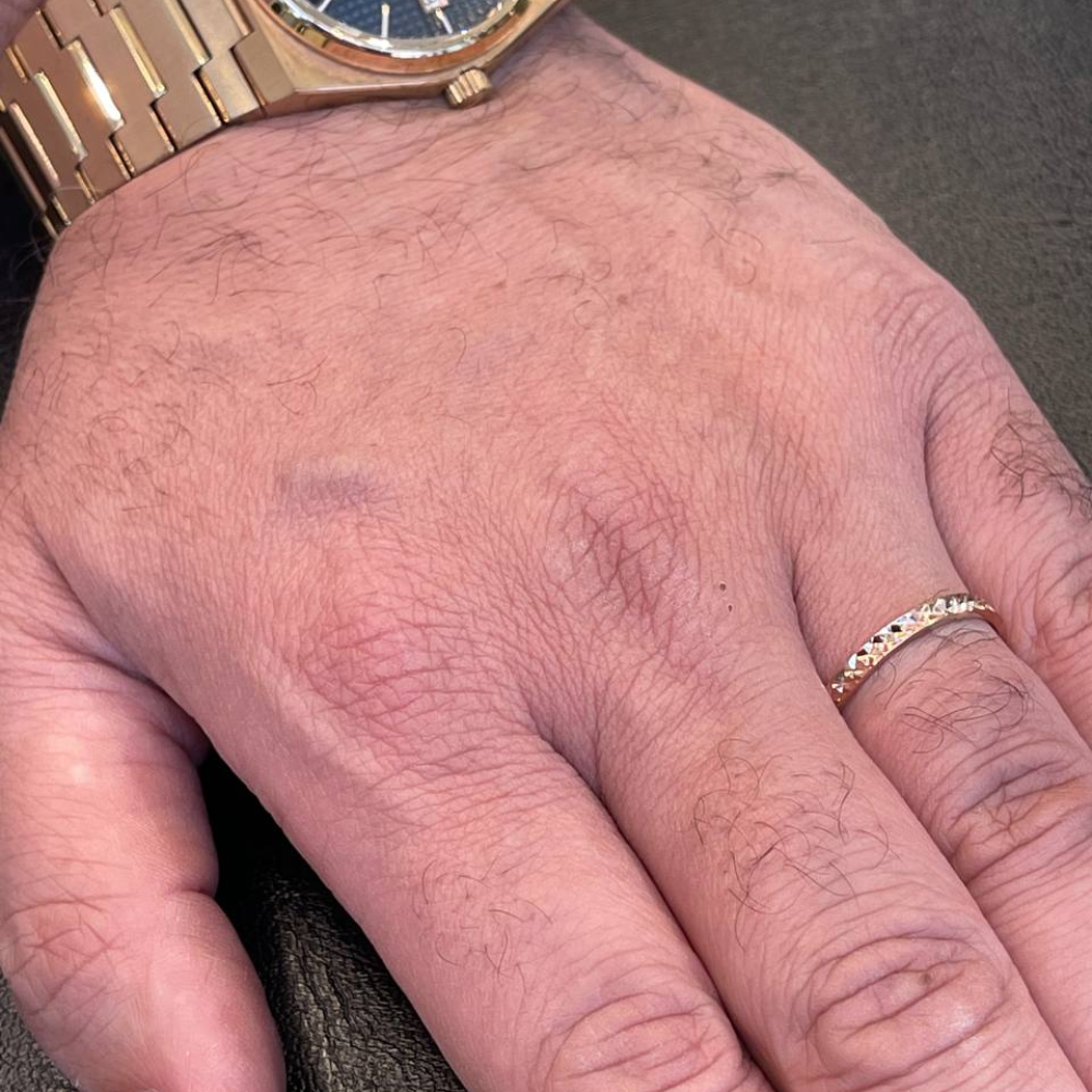 14k Rose Gold Faceted Narrow Wedding Band
