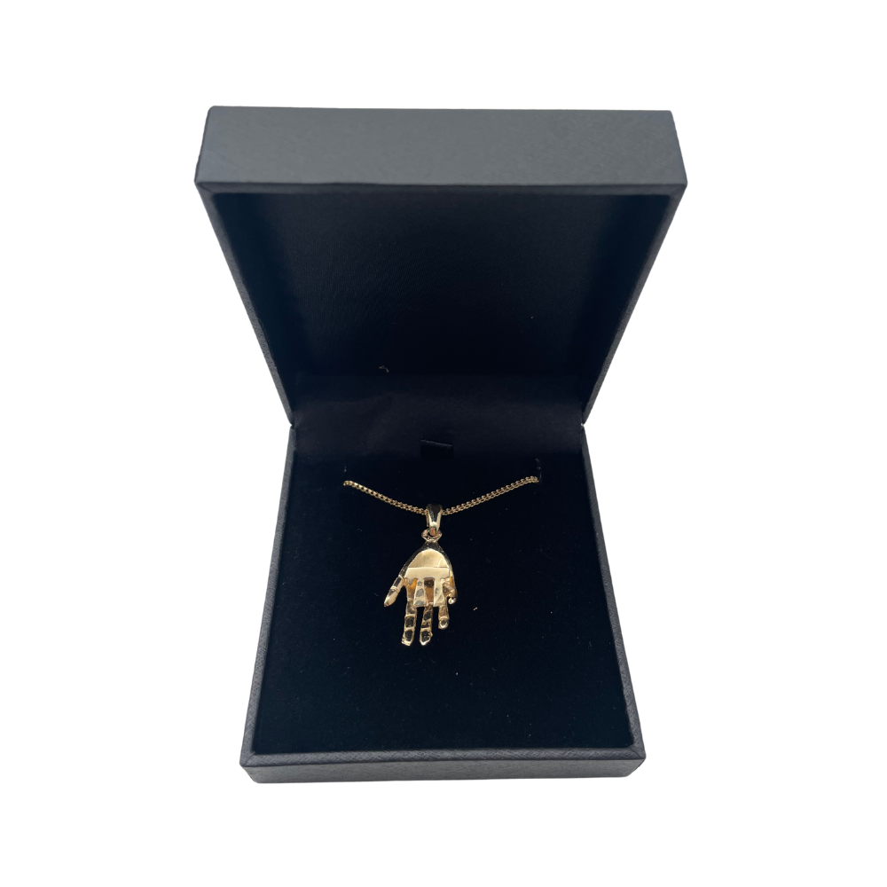 3D Hamsa Chai Pendant in 14k Gold
