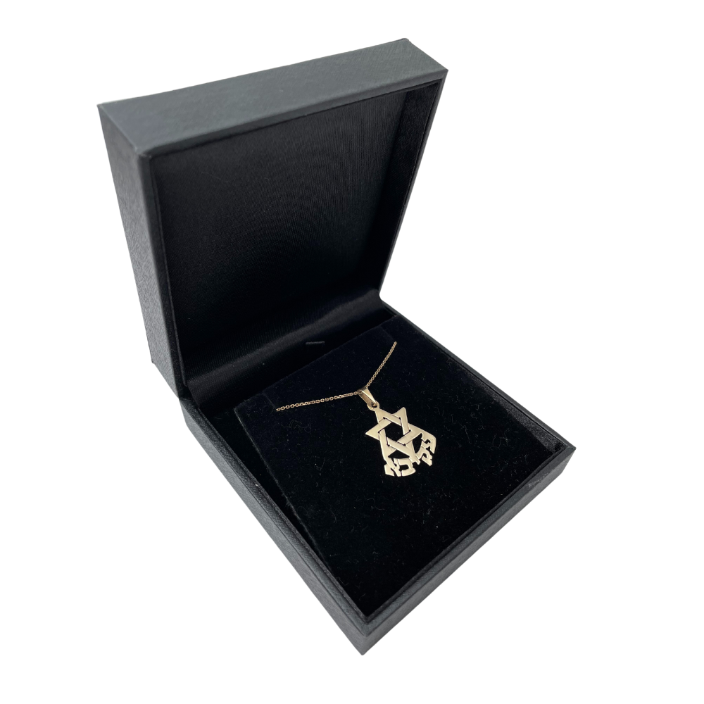 14k Gold Star of David Name Large Pendant