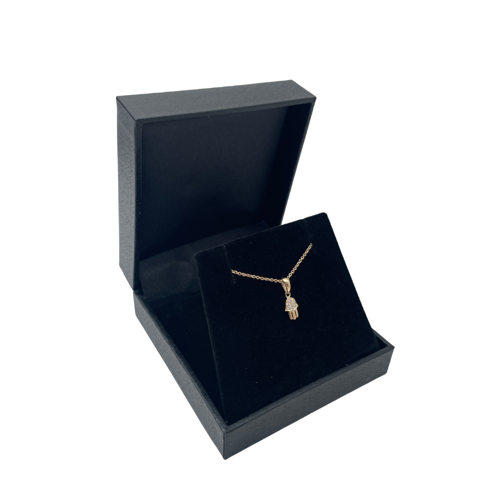 Tiny 18k Gold Diamond Hamsa Charm