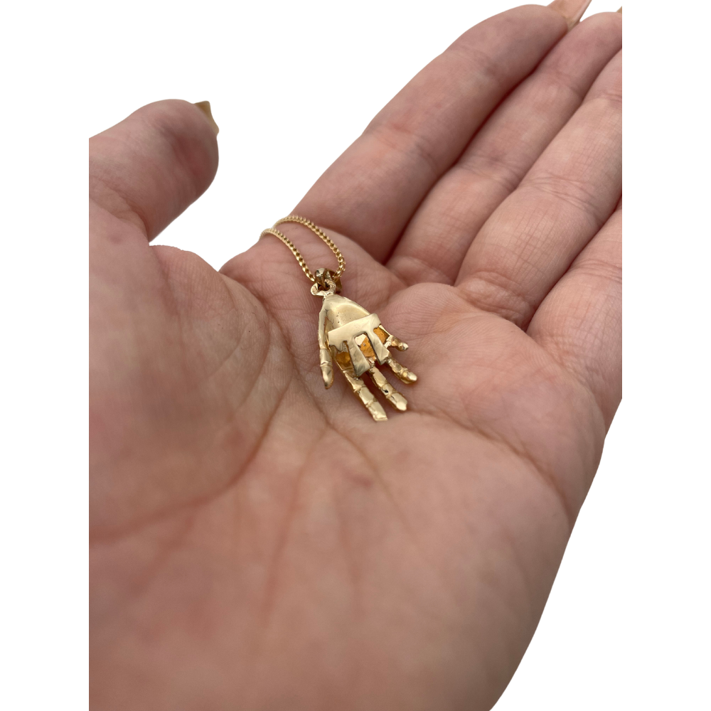 3D Hamsa Chai Pendant in 14k Gold