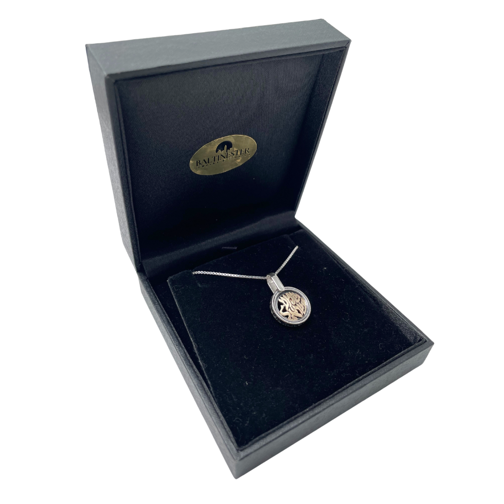 Small Shema Yisrael Silver and Gold Necklace