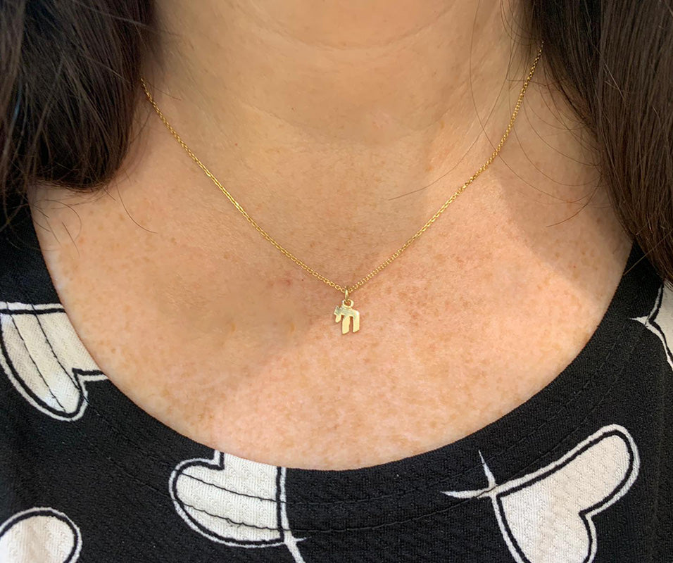 14k Gold Miniature Chai Pendant