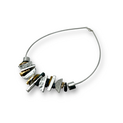 Silver and Gold Plated Crescent Necklace - Electroformed