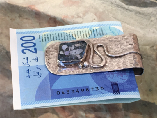 Hammered Silver Roman Glass Money Clip