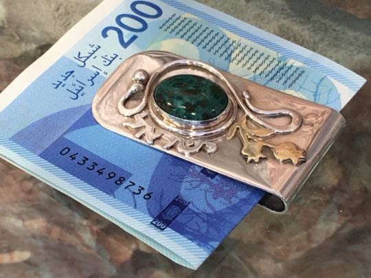 Eilat Stone Money Clip in Silver and Gold