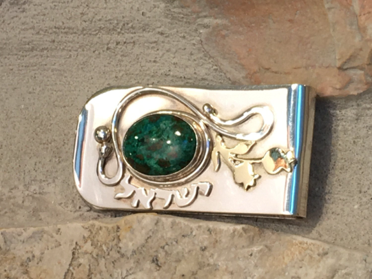 Eilat Stone Money Clip in Silver and Gold