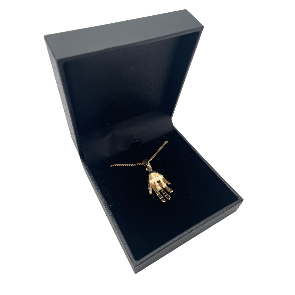 3D Hamsa Chai Pendant in 14k Gold