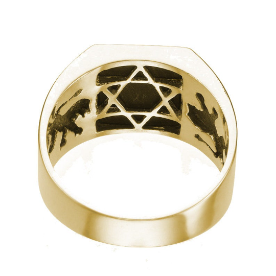 Bob Marley Style 14K Yellow Gold & Onyx Lion of Judah Ring