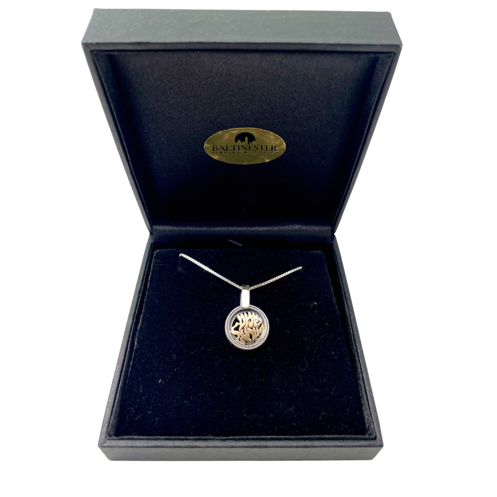 Small Shema Yisrael Silver and Gold Necklace