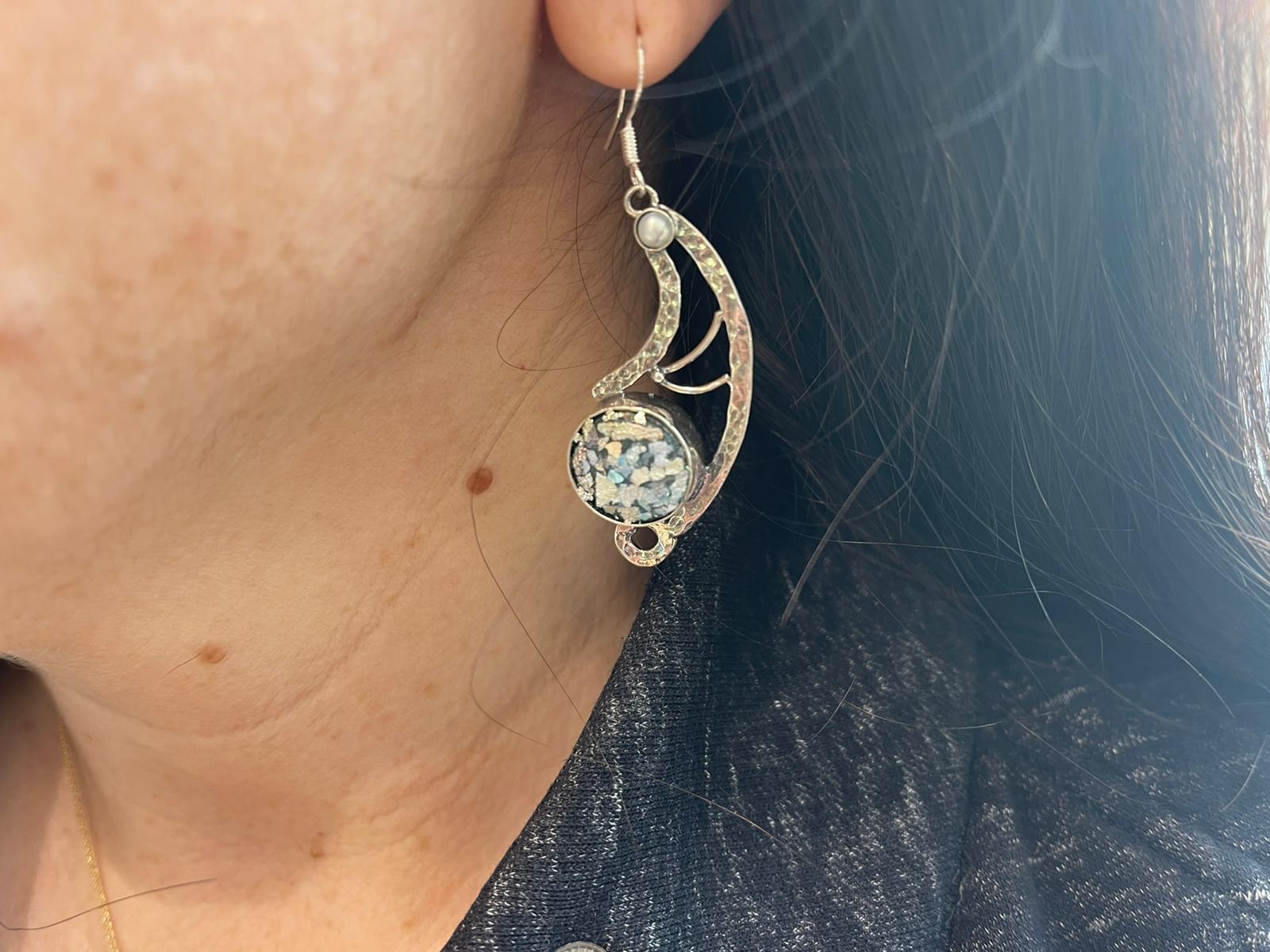 Angel Wing Roman Glass Earrings