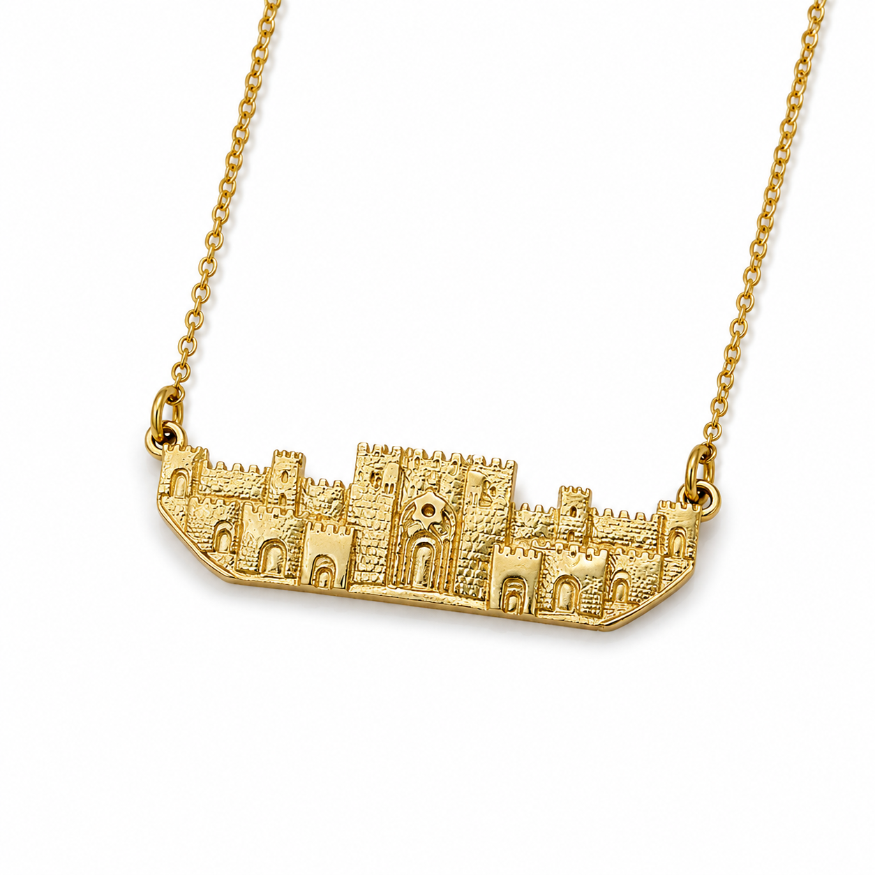 Jerusalem Skyline Necklace in 14K Yellow Gold