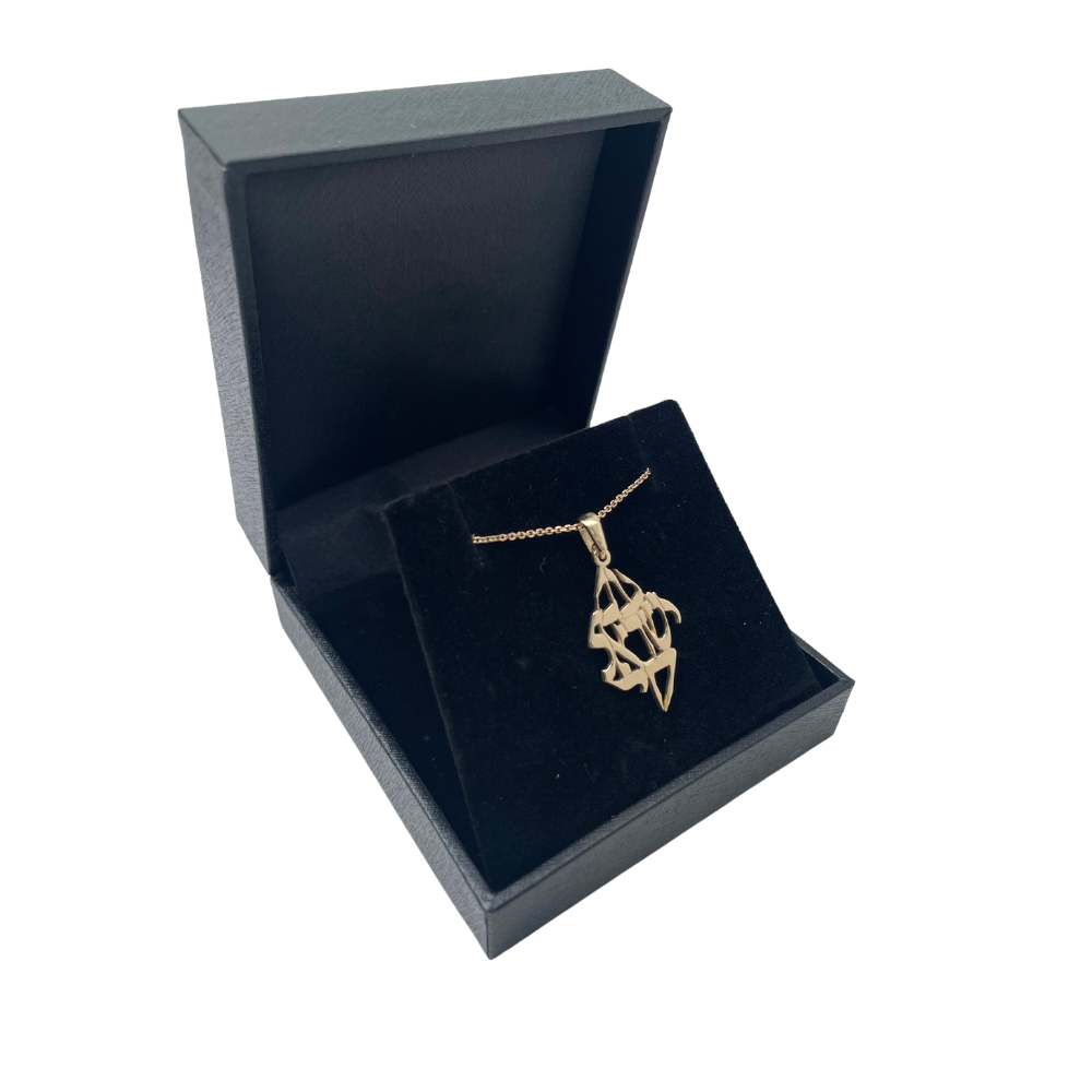 Am Yisrael Chai Flame Pendant in 14K Gold
