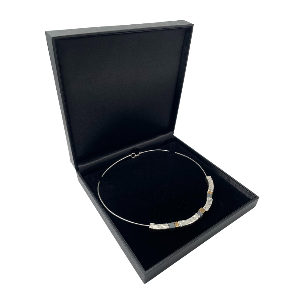 Silver and Gold Plated Pipe Necklace - Electroforming