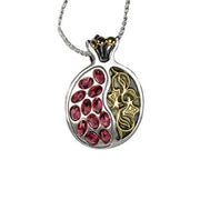 Ornamental Silver and Gold Pomegranate Garnet Necklace