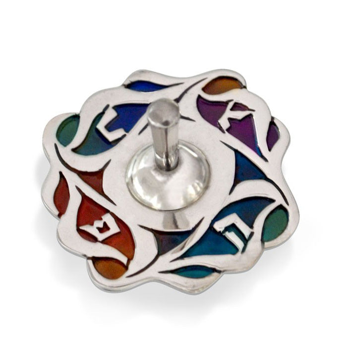 Colorful Gayla Hanukkah Sterling Silver Dreidel
