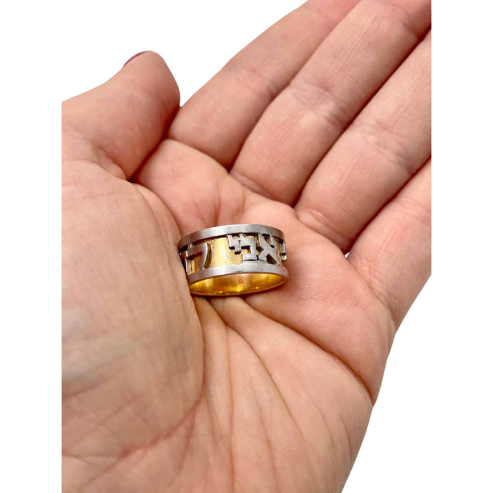 14k Yellow and White Gold Ani L'Dodi Ring