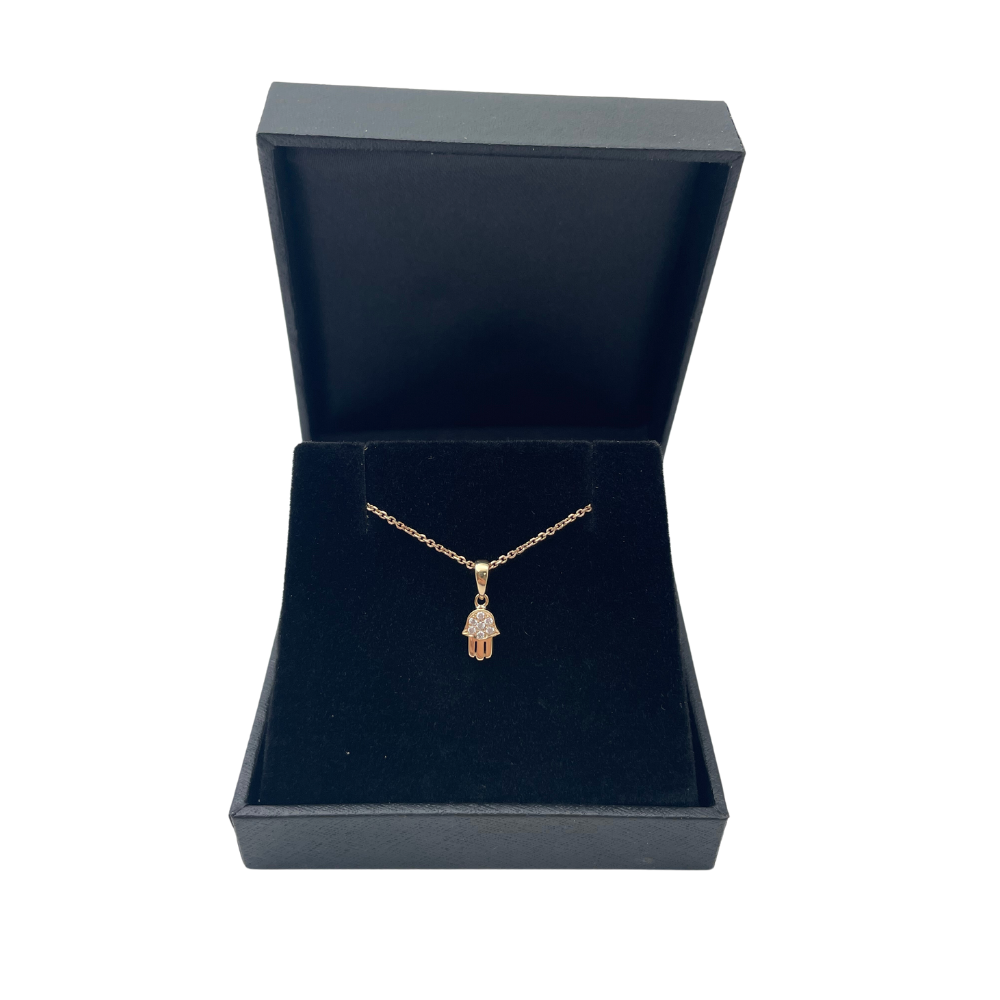 Tiny 18k Gold Diamond Hamsa Charm