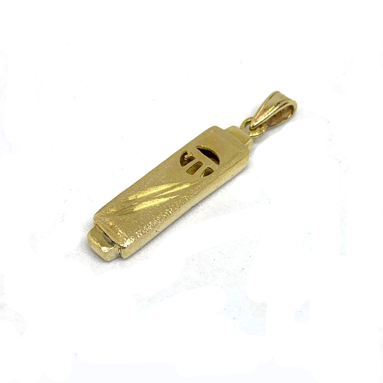 14k Gold Mezuzah Chai Pendant