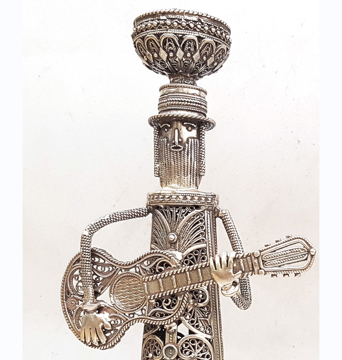 Hasidic Musicians Sterling Silver Candlesticks