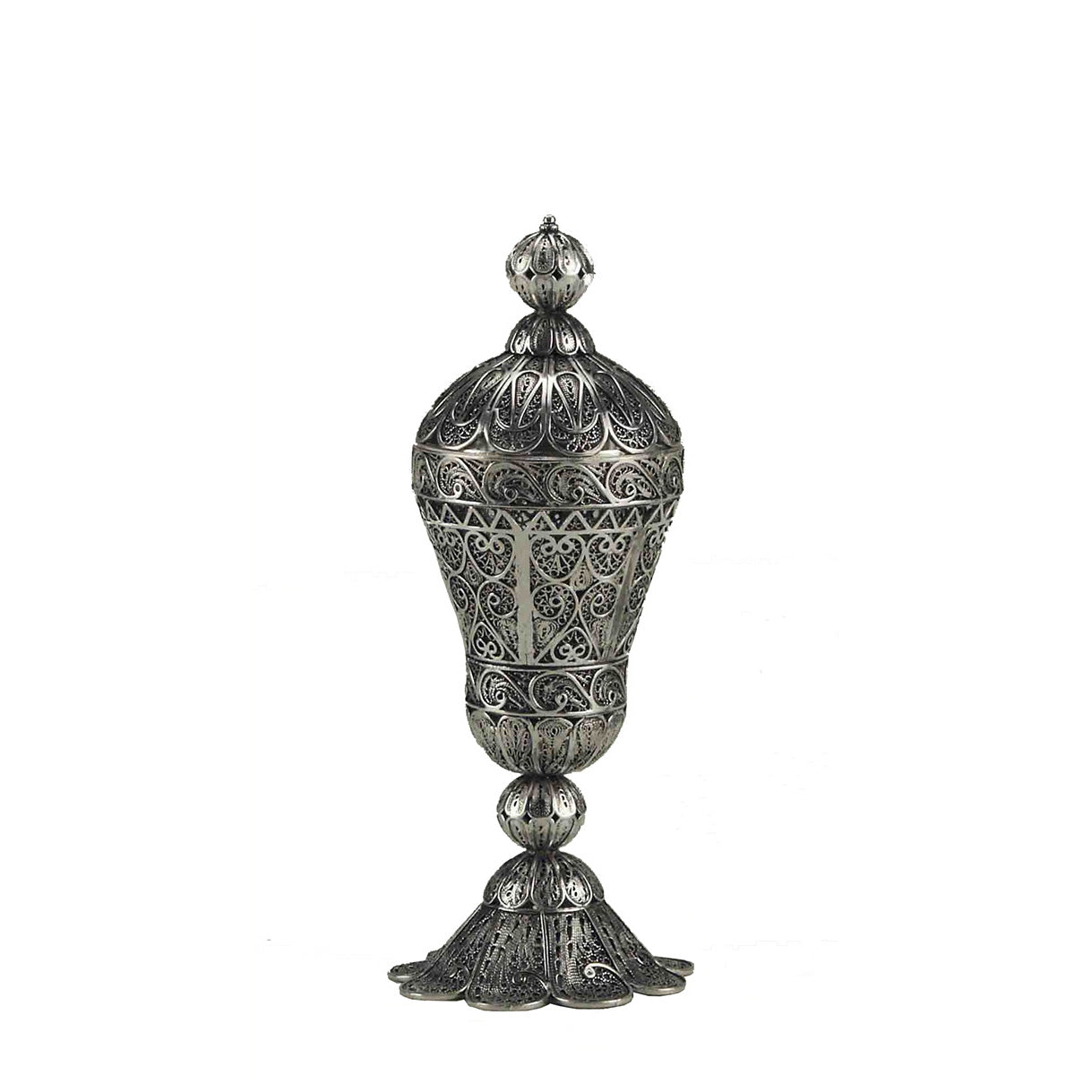 Tall Round Sterling Silver Besamim Holder for Havdala