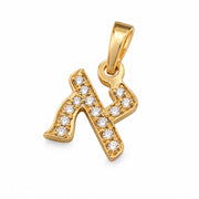 14K Gold Hebrew Letter Pendant with 0.12 CT Diamonds