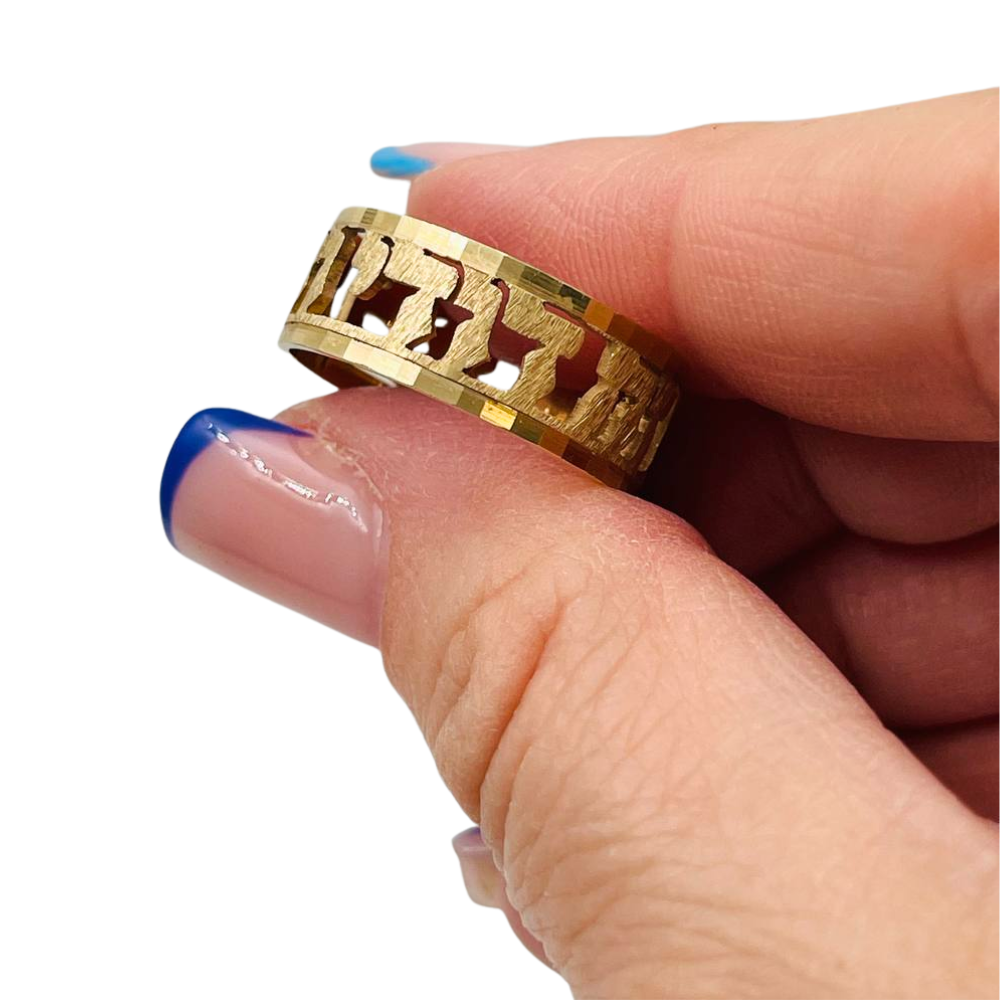 Cutout Biblical Verse My Beloved 14k Yellow Gold Hebrew Ring