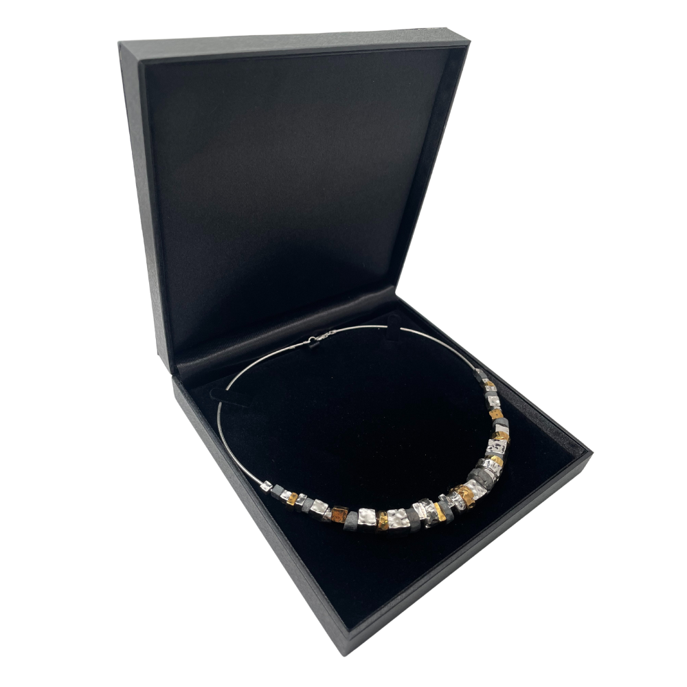 Israeli Necklace with Silver and Gold Plated Nuggets