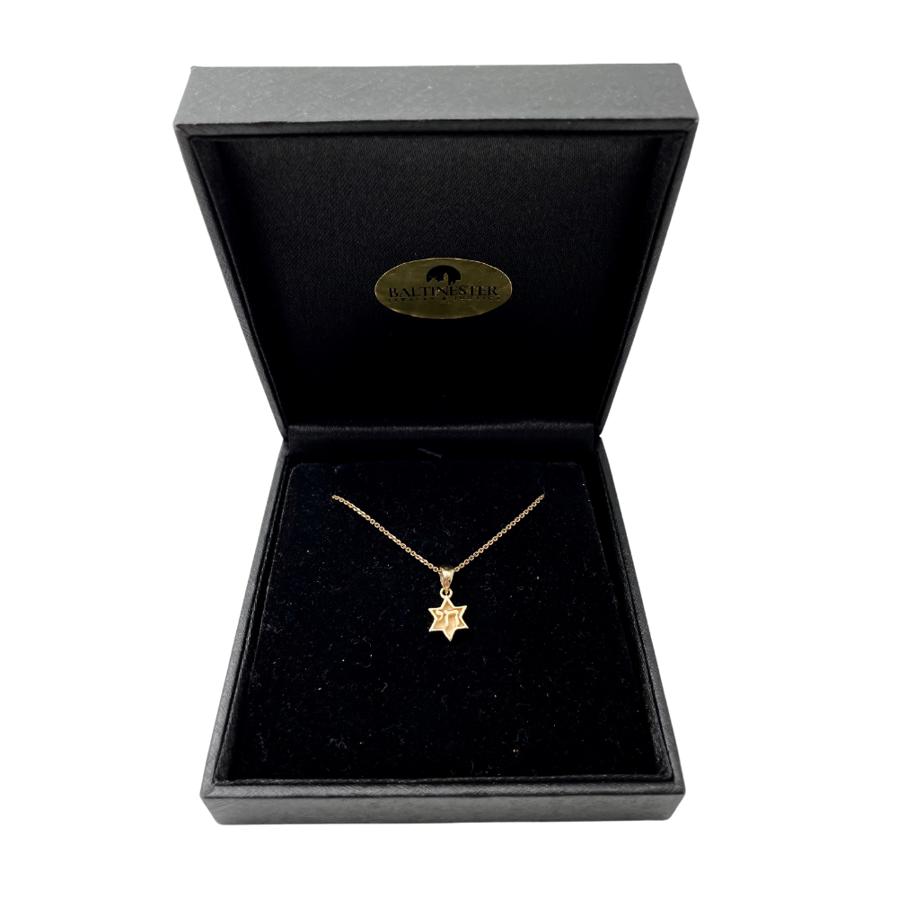 Dainty Chai Star of David Pendant in 14K Gold