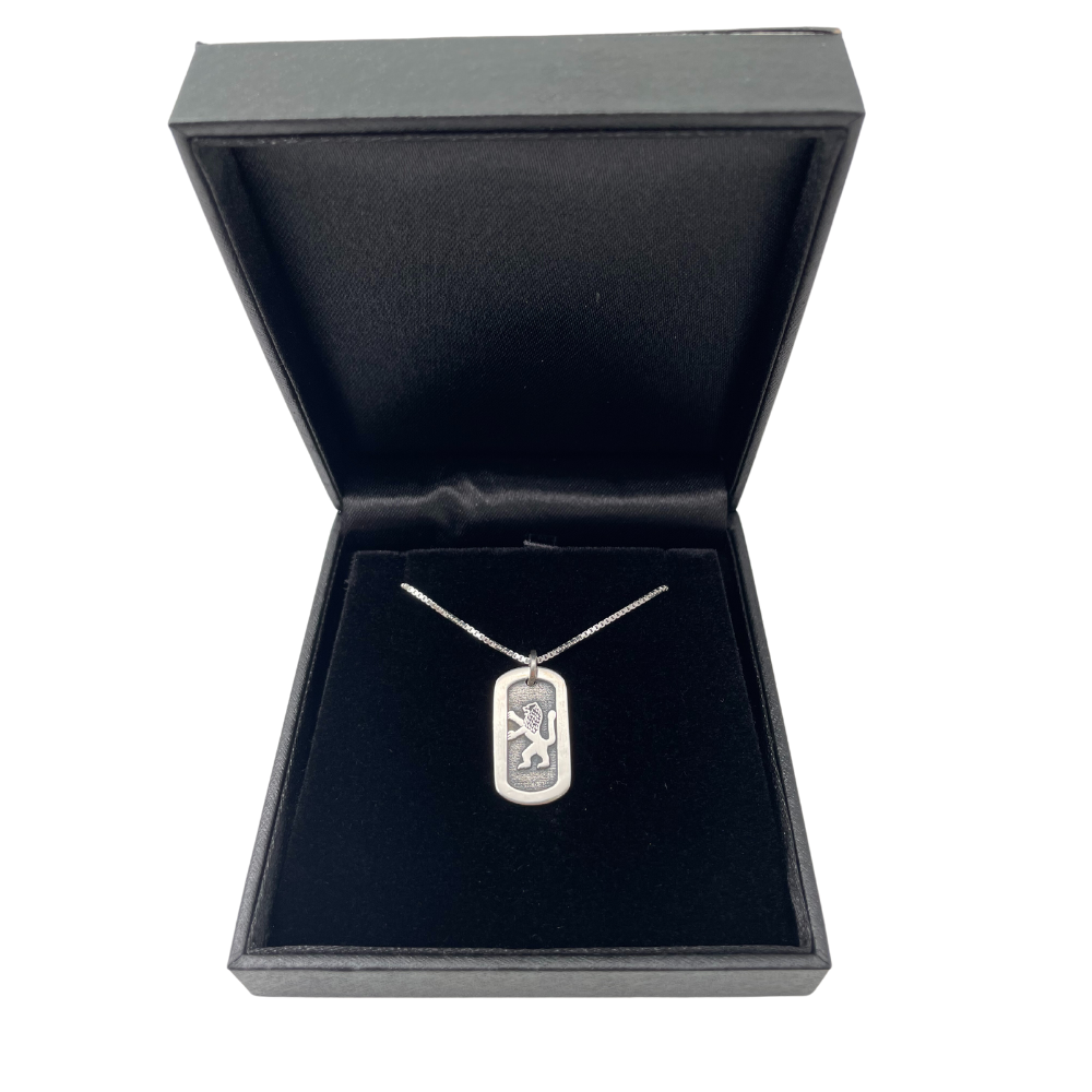 Oxidized Sterling Silver Lion of Judah Pendant and Chain