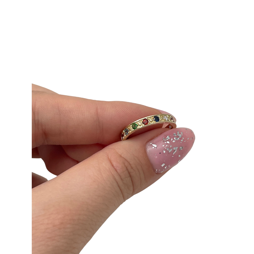 Kabbalah Ring with 12 Hoshen Gems - 14K Yellow Gold