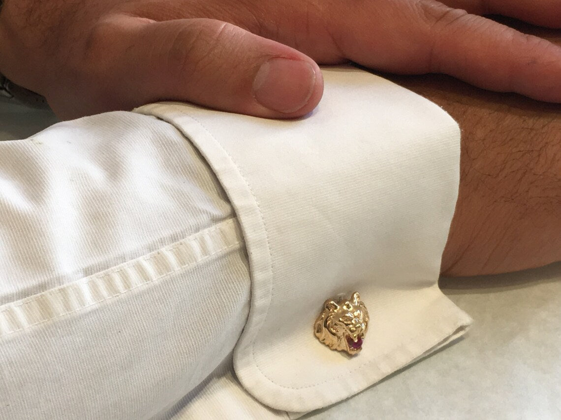 Lion of Judah Ruby Cufflinks in 14k Gold