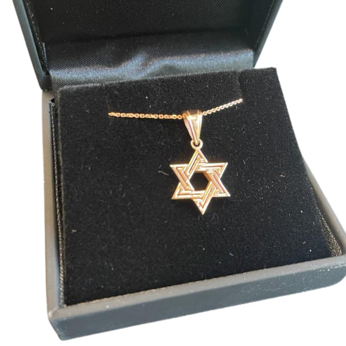 14k Gold Engraved Star of David Pendant