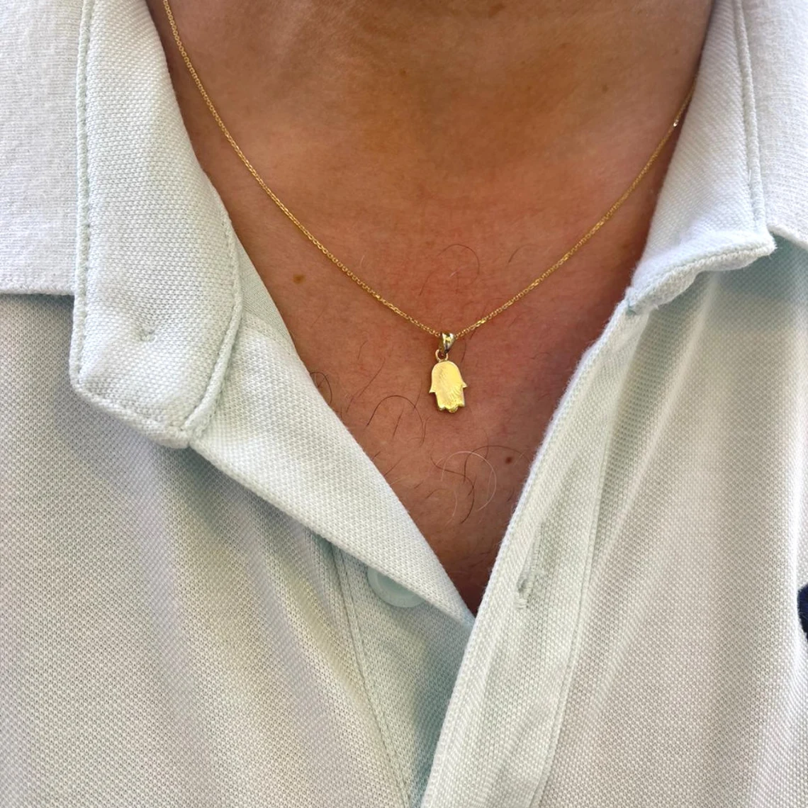 Mini 14K Gold Minimalist Hamsa Pendant