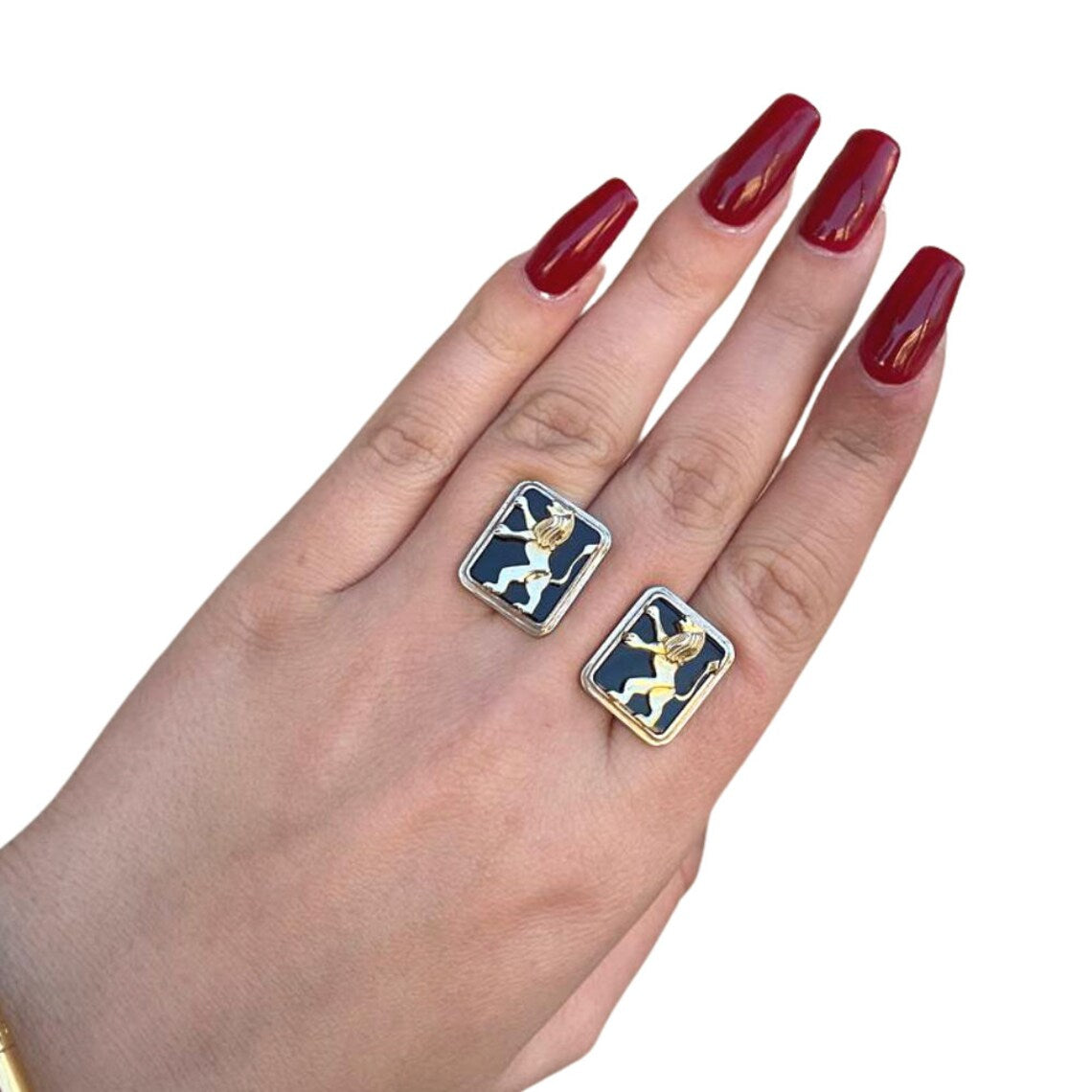 14k Gold and Black Onyx Lion of Judah Cufflinks