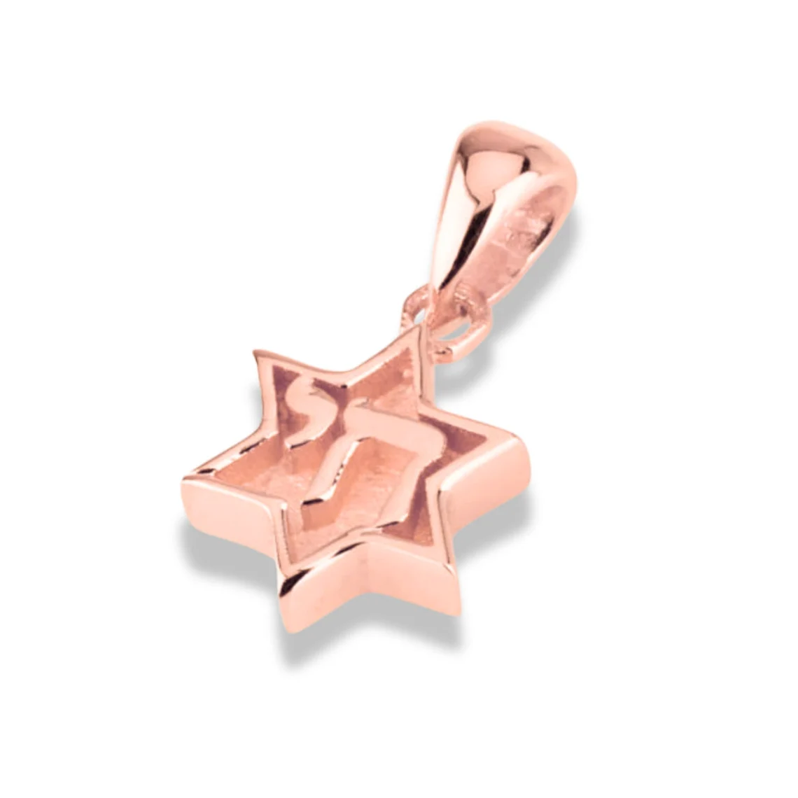 Dainty Chai Star of David Pendant in 14K Gold