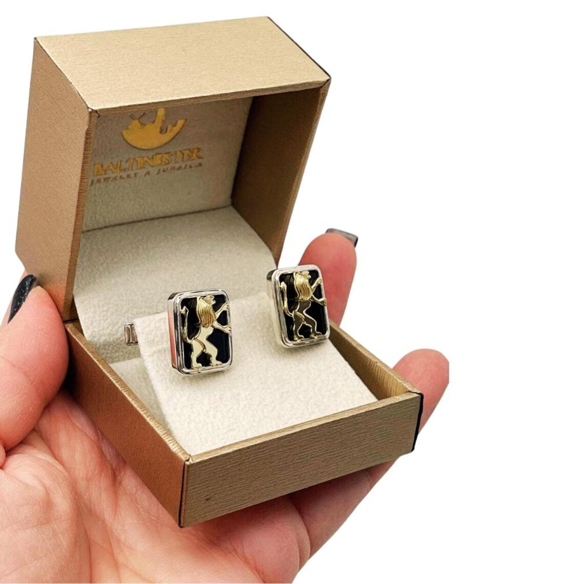 Sterling Silver 14k Rose Gold Lion of Judah Cufflinks