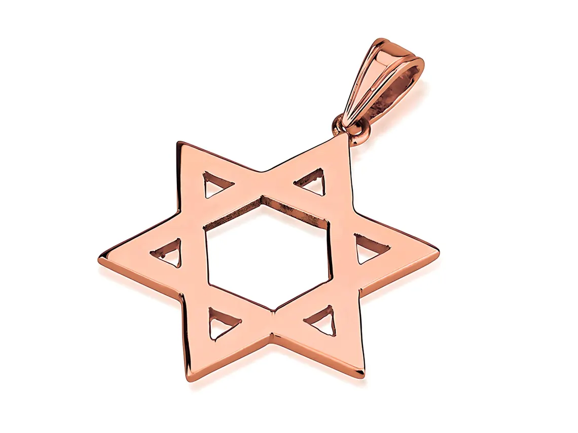 14k Gold Classic Flat Star of David Pendant