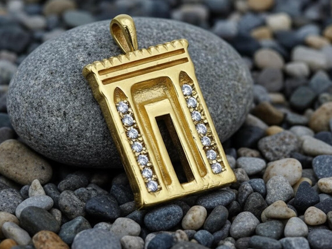 Diamond Jerusalem Temple Necklace in 14K Gold