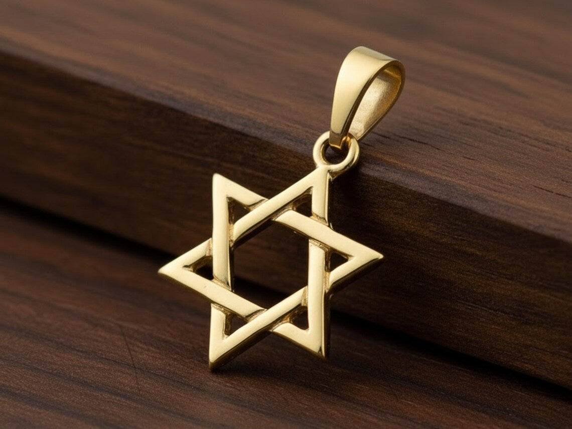 Interwoven Star of David 14k Yellow Gold Pendant