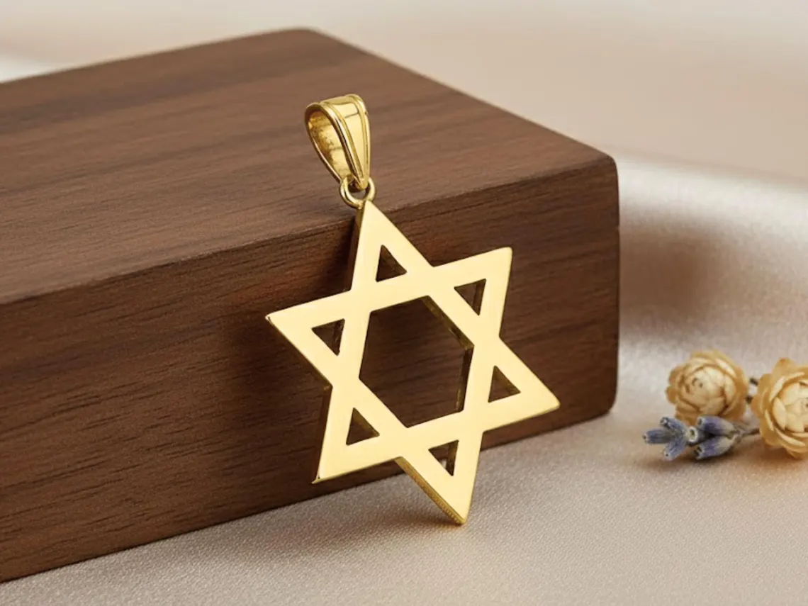 14k Gold Classic Flat Star of David Pendant