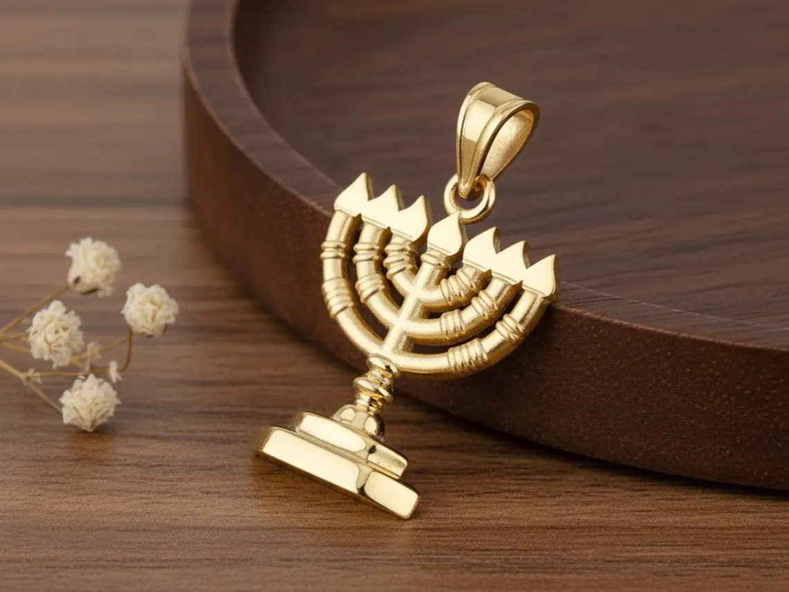 Menorah Pendant in 14k Gold