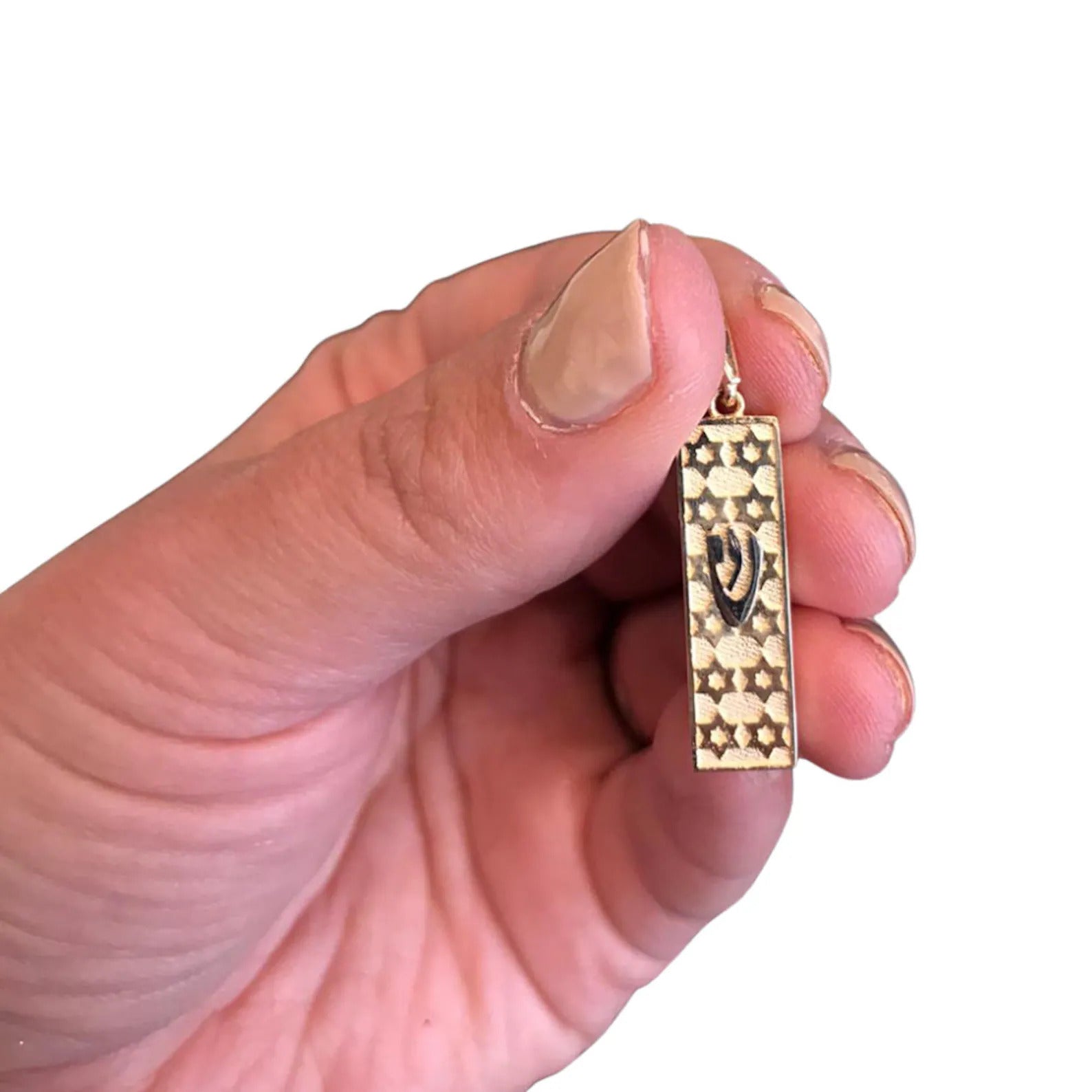 Mezuzah Pendant with Star of David & Shin in 14K Gold