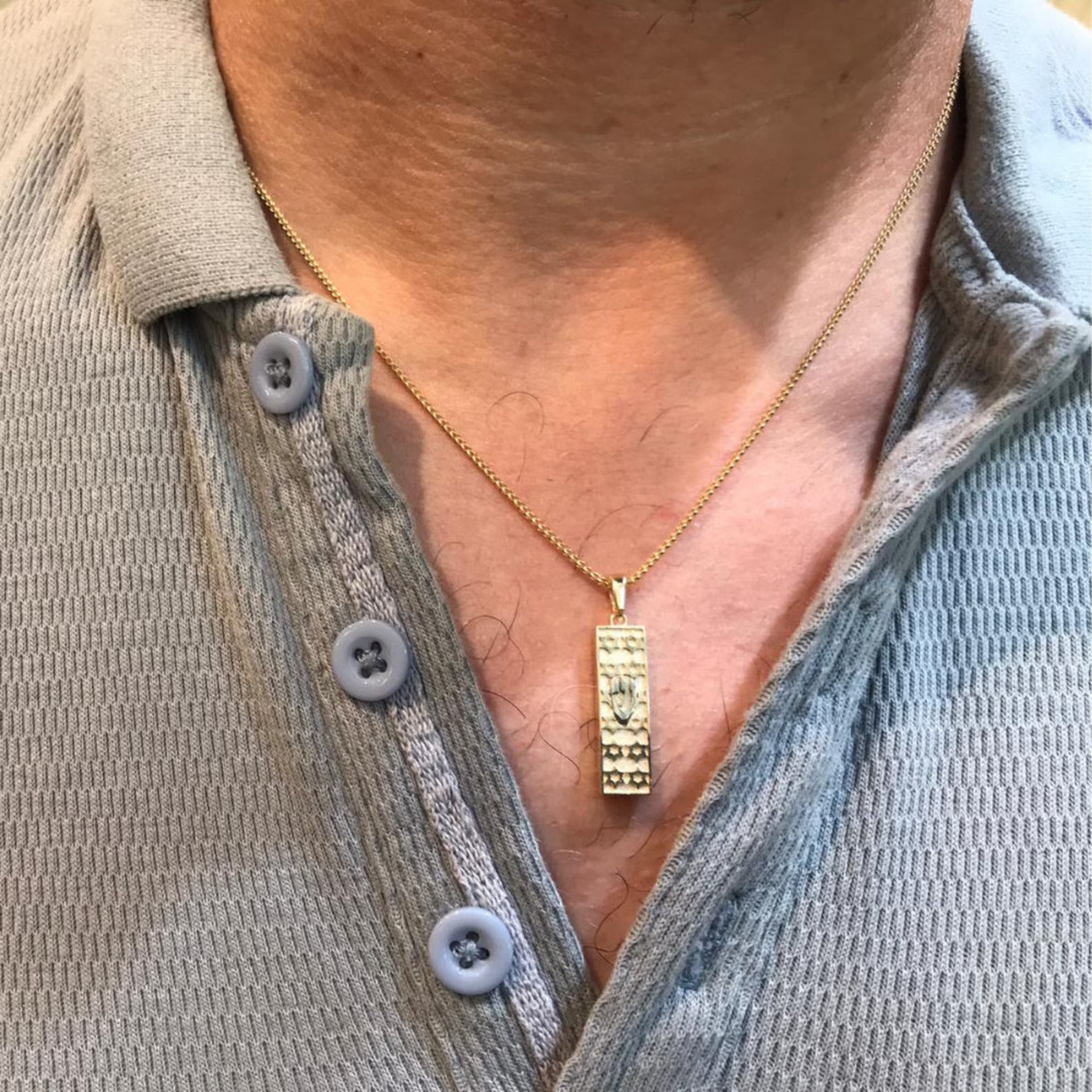 Mezuzah Pendant with Star of David & Shin in 14K Gold